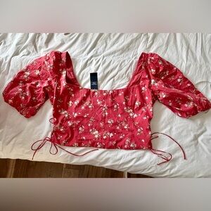 Abercrombie & Fitch Red Floral Blouse